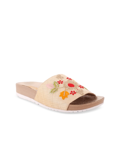 

Siendo Desi Women Beige Woven Design Synthetic Open-Toe Flats