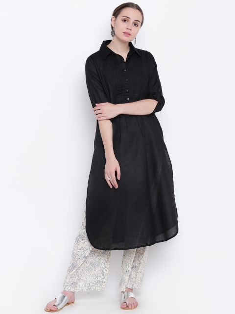 

Shakumbhari Women Black Yoke Design Straight Kurta
