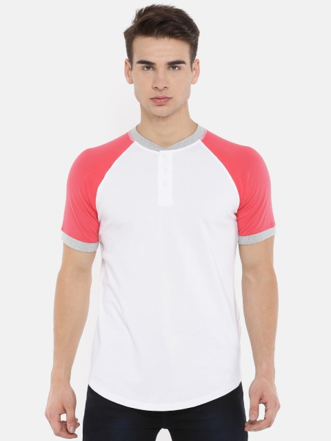 

Splash Men White Solid Henley Neck T-shirt