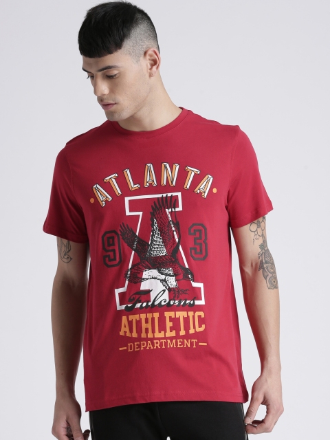 

Splash Men Red Printed Round Neck T-shirt