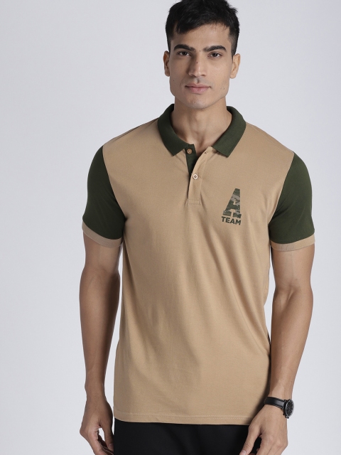 

Splash Men Beige Solid Polo Collar T-shirt