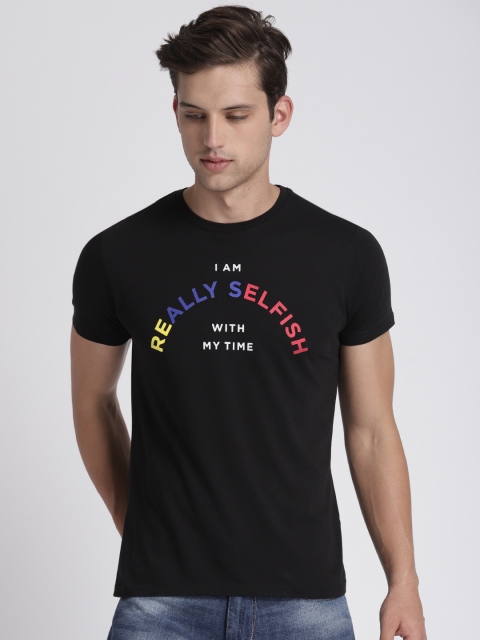 

Splash Men Black Printed Round Neck T-shirt