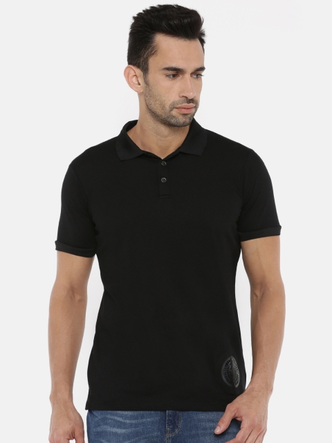

Splash Men Black Solid Polo Collar T-shirt
