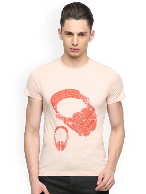 

Splash Men Peach-Coloured Printed Round Neck T-shirt