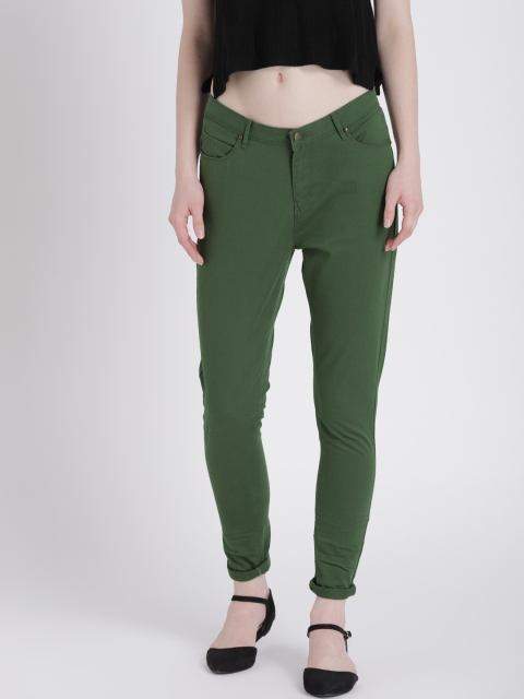 

Splash Women Green Super Skinny Fit Solid Regular Trousers