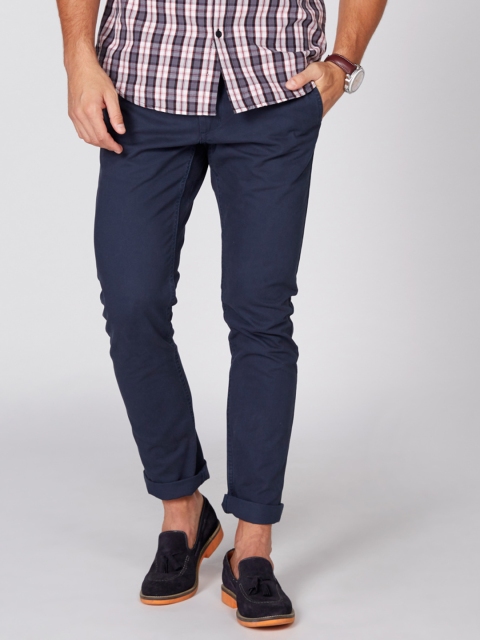 

Splash Men Navy Blue Smart Slim Fit Solid Chinos