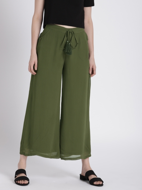 

Splash Women Olive Green Solid Wide Leg Palazzos