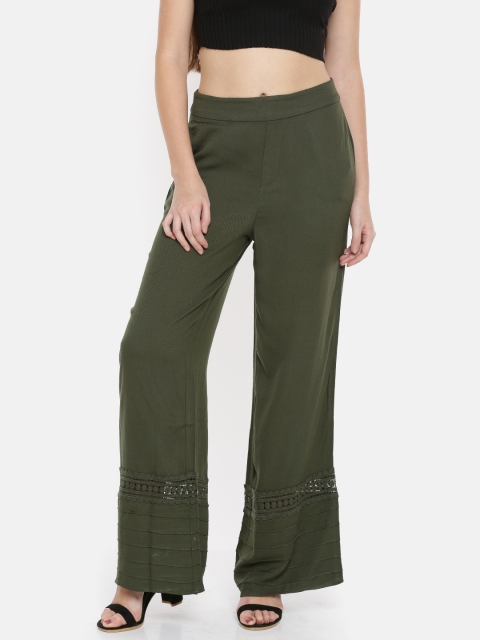 

Splash Women Olive Green Straight Solid Palazzos