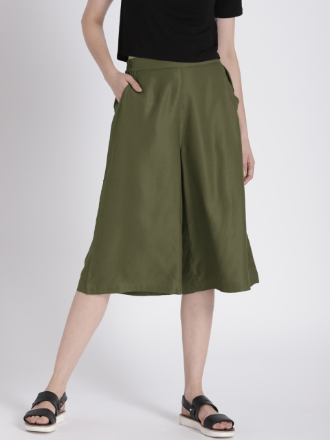 

Splash Women Olive Green Regular Fit Solid Culottes