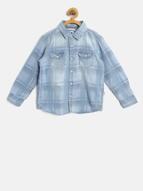

Lee Cooper Boys Blue Regular Fit Checked Chambray Shirt