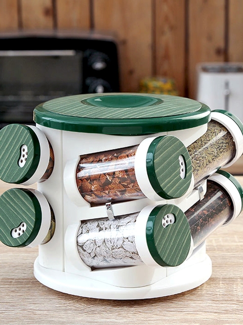 

Spice Tower Green Set of 8 Spice Containers with Rack