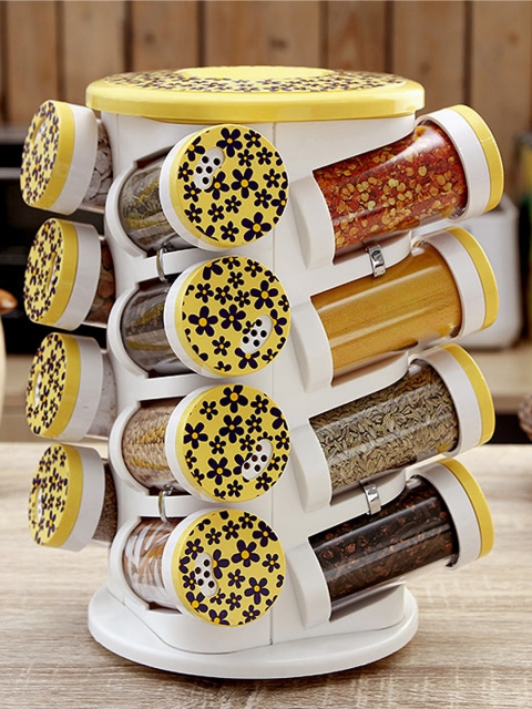 

Spice Tower Set of 16 Spice Containers with Rack, Yellow