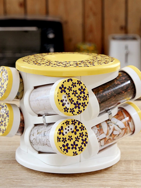 

Spice Tower Set of 8 Spice Containers with Rack, Yellow