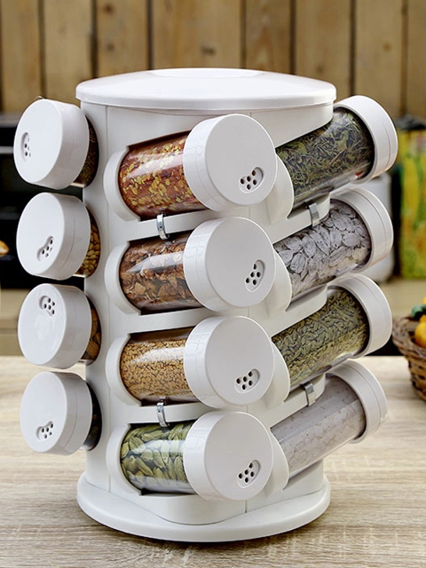 

Spice Tower White Set of 16 Spice Containers with Rack