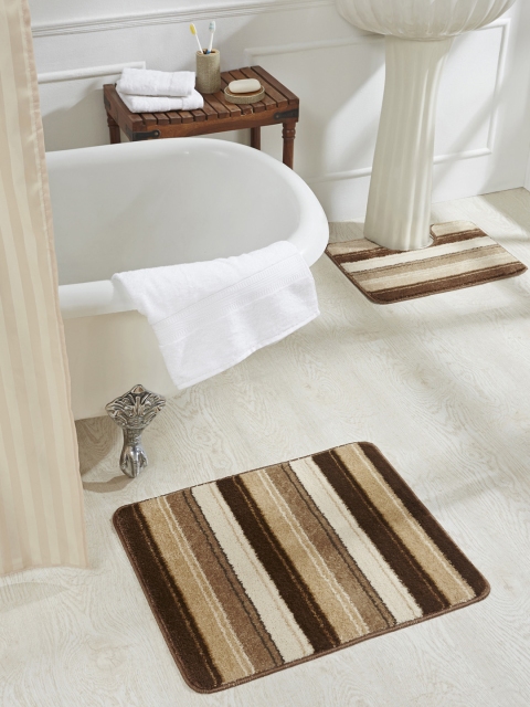

Obsession Brown & Beige Set Of 2 Polyester Rectangular Bath Rugs