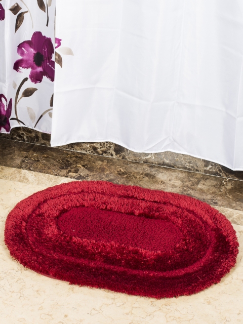 

Obsession Red Embossed Polyester Oval Bath Rug