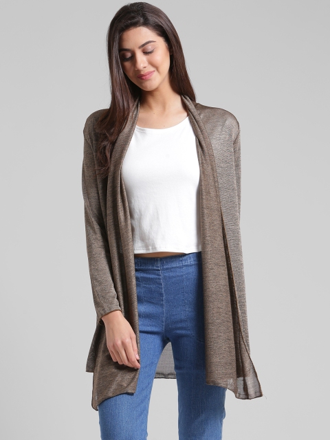 

Trend Arrest Brown Solid Open Front Shrug