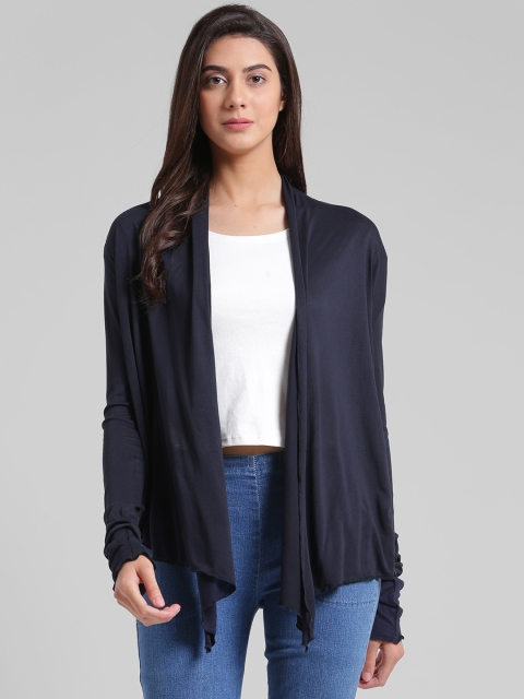 

Trend Arrest Navy Blue Solid Open Front Shrug