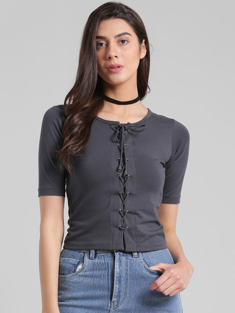 

Trend Arrest Women Grey Solid Top