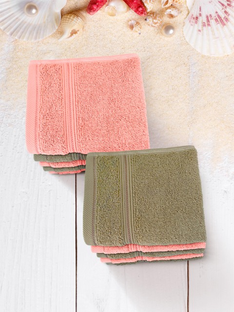 

Swiss Republic Set of 10 Brown & Peach Solid 630 GSM Cotton Face Towels