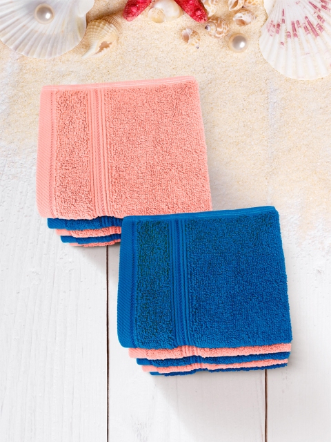 

Swiss Republic Set of 10 Blue & Peach Solid 630 GSM Cotton Face Towels
