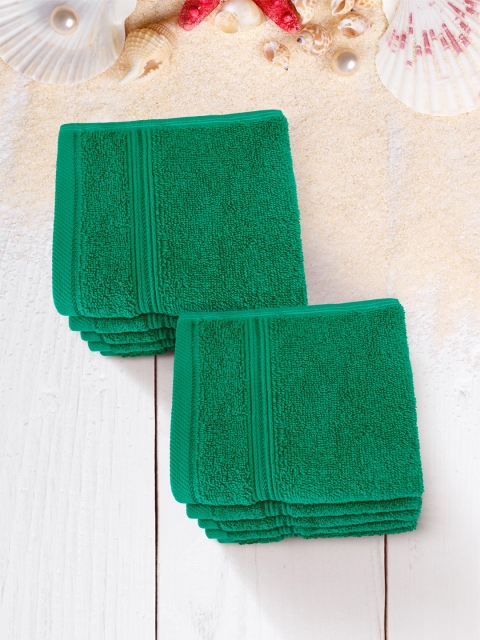 

Swiss Republic Set of 10 Green Solid 630 GSM Cotton Face Towels