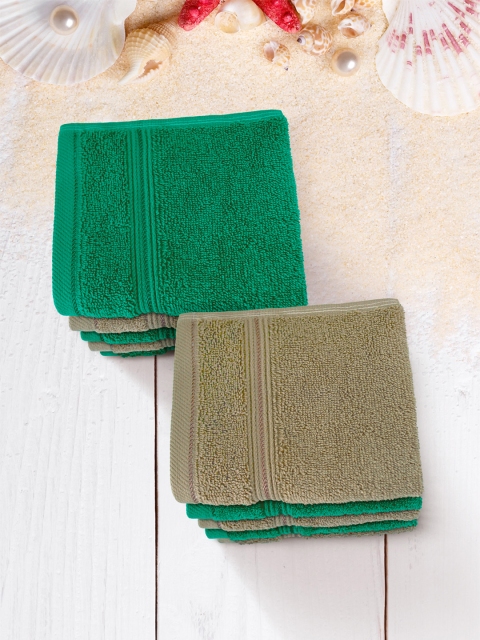 

Swiss Republic Set of 10 Brown & Green Solid 630 GSM Cotton Face Towels