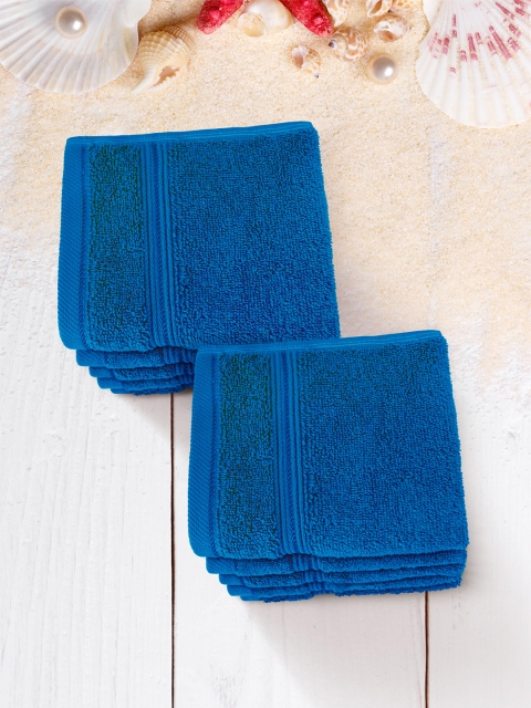 

Swiss Republic Set of 10 Blue Solid 630 GSM Cotton Face Towels