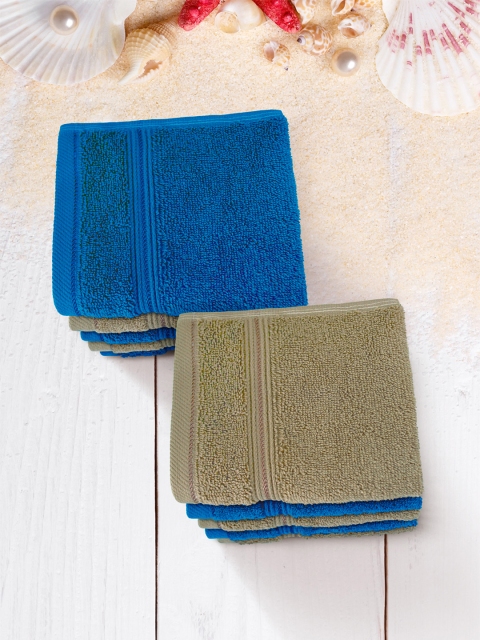 

Swiss Republic Set of 10 Blue & Brown Solid 630 GSM Cotton Face Towels