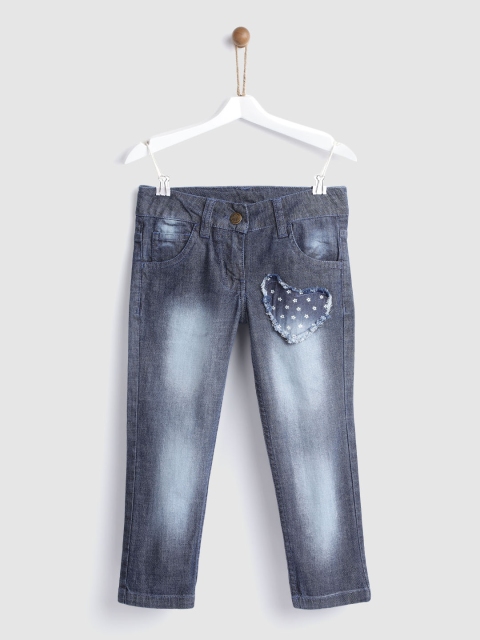 

YK Girls Blue Regular Fit Mid-Rise Clean Look Stretchable Jeans