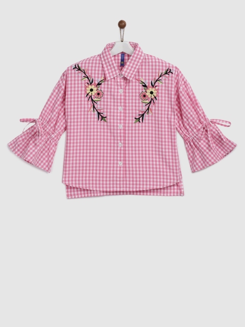 

YK Girls Pink Checked Shirt Style Top