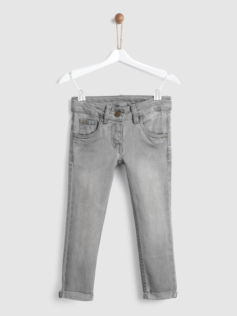 

YK Girls Grey Regular Fit Mid-Rise Clean Look Stretchable Jeans