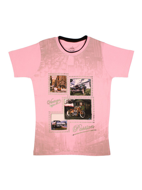 

Lil Tomatoes Boys Pink Printed Round Neck T-shirt