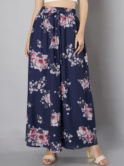 

FabAlley Navy Blue Floral Maxi Skirt
