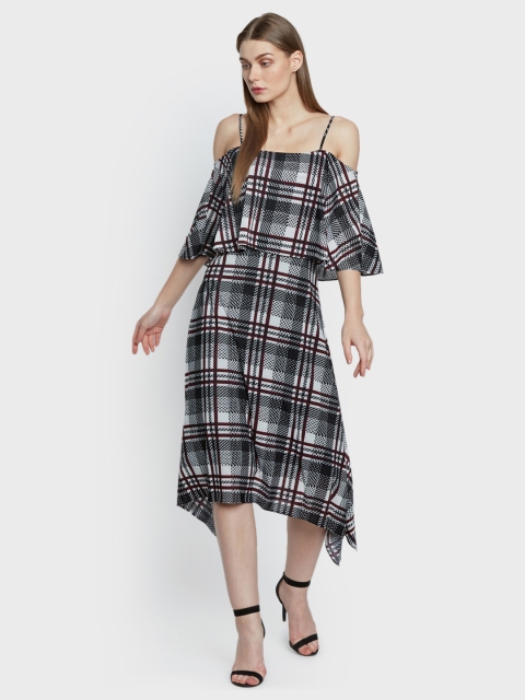 

AND Women Black & White Printed A-Line Dress