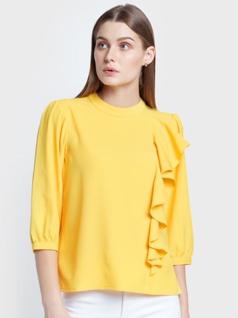 

AND Women Yellow Ruffles Top