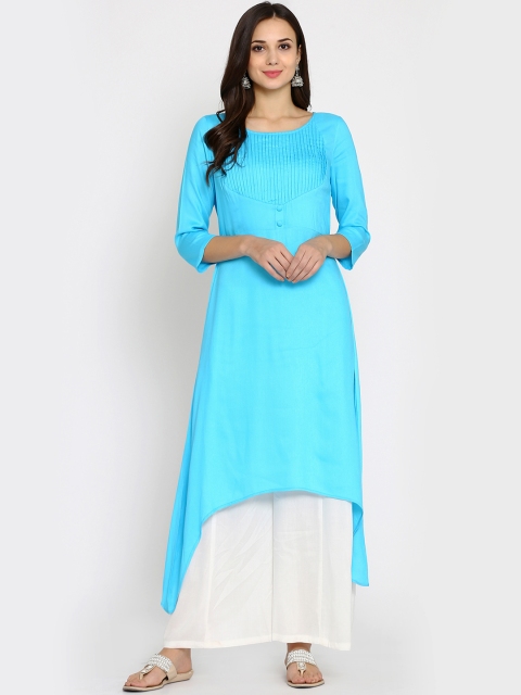 

Abhishti Women Blue Solid A-Line Kurta