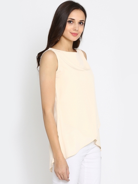 

Abhishti Women Cream-Coloured Solid High-Low Top
