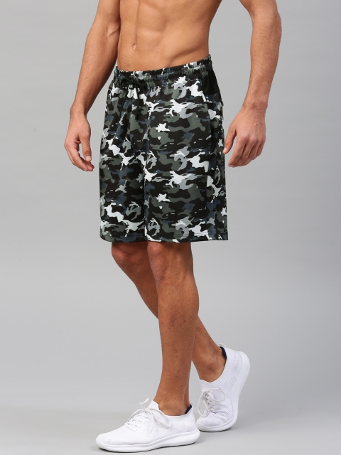 

HRX by Hrithik Roshan Men Black Rapid Dry Camo Training Shorts
