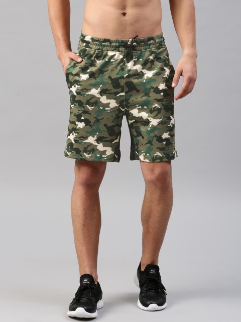 

HRX by Hrithik Roshan Men Olive Green Printed Regular Fit Regular Training Shorts