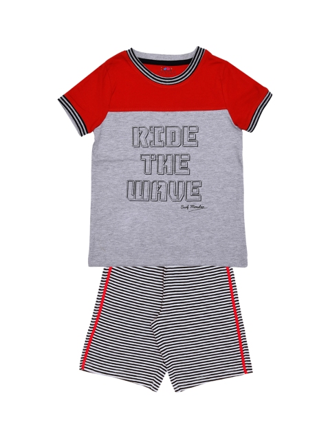 

ventra Boys Red & Grey Printed Night suit