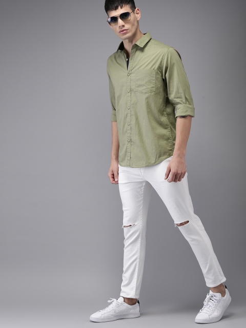 

HERE&NOW Men Khaki Regular Fit Solid Casual Shirt