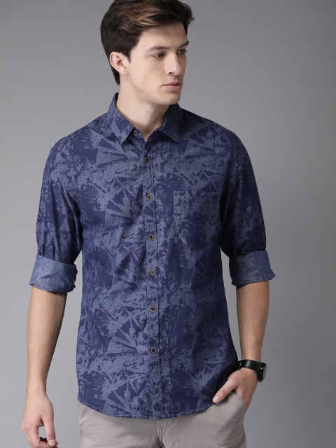 

Moda Rapido Men Navy Blue Regular Fit Printed Casual Shirt