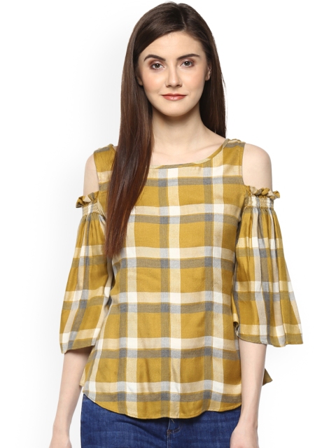 

Taurus Women Mustard Checked Top