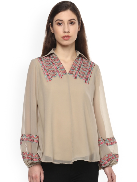 

Taurus Women Beige Solid Top