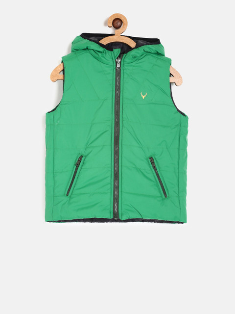 

Allen Solly Junior Boys Green & Black Solid Reversible Padded Jacket