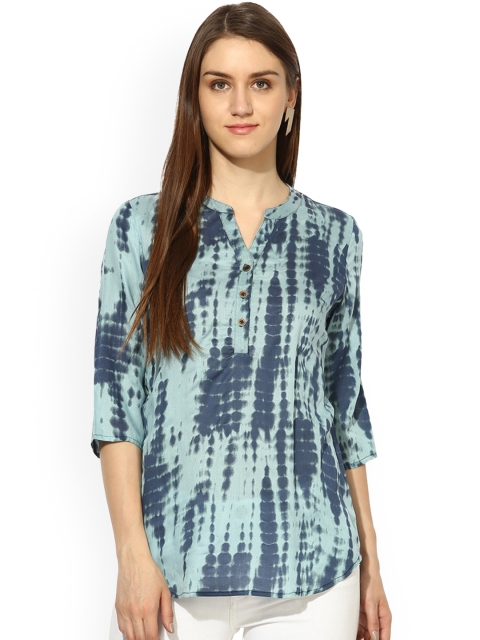 

Color Cocktail Women Blue Tie & Dye Top