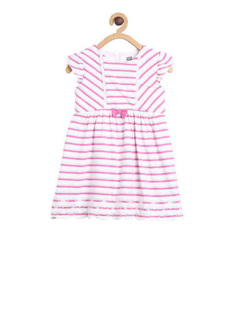 

MINI KLUB Girls Pink Striped Fit and Flare Dress