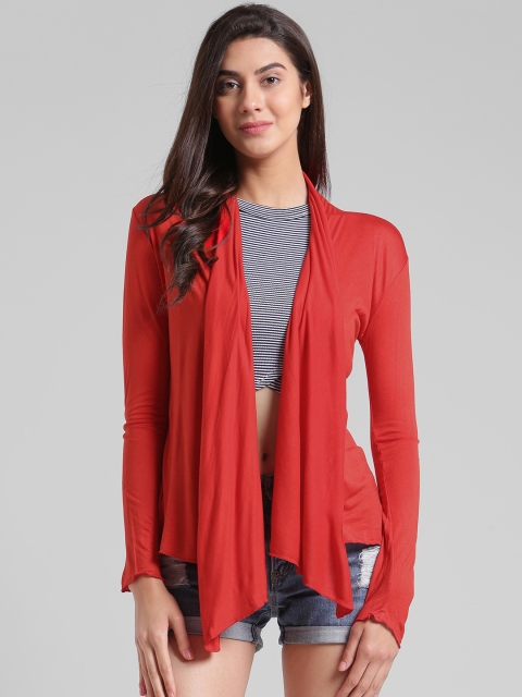 

Trend Arrest Red Solid Open Front Shrug