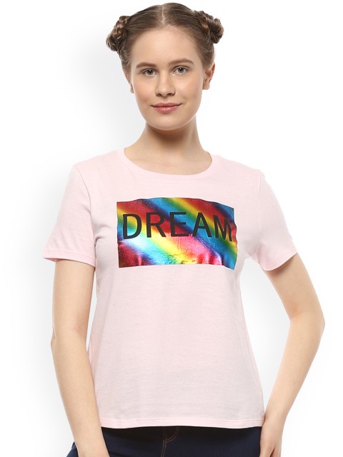 

People Women Peach-Coloured Printed Round Neck T-shirt